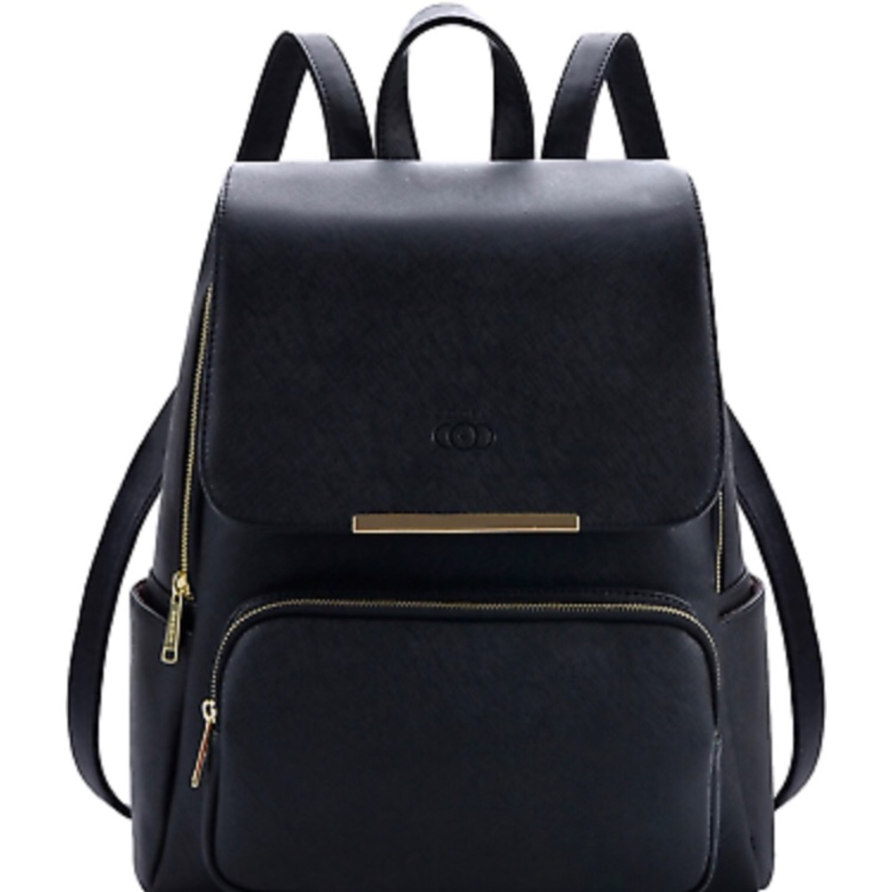 Black leather purse backpack